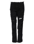 Dolce & Gabbana Black Cotton Tattered Mid Waist Denim Jeans