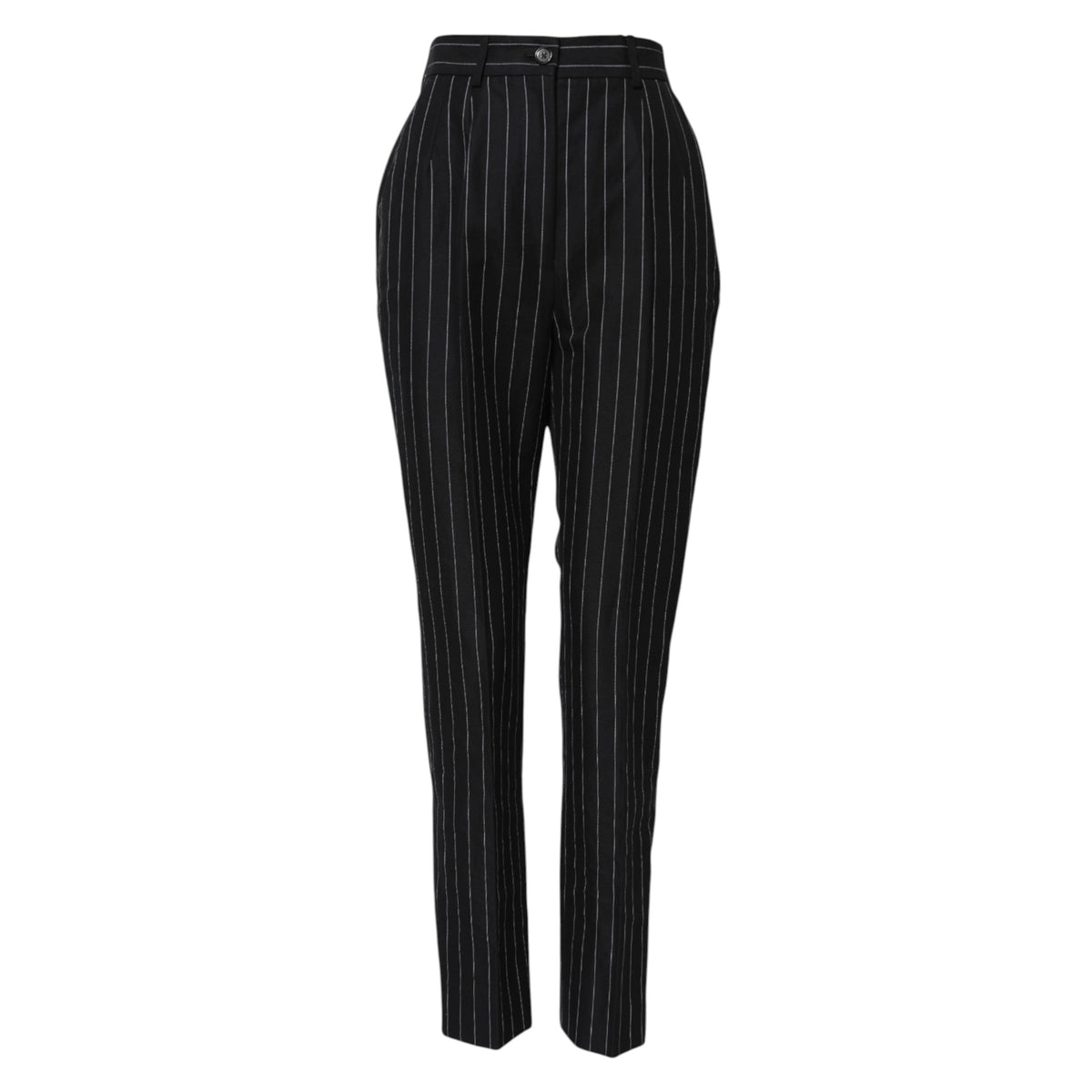 Dolce & Gabbana Black Stripes High Waist Tapered Pants