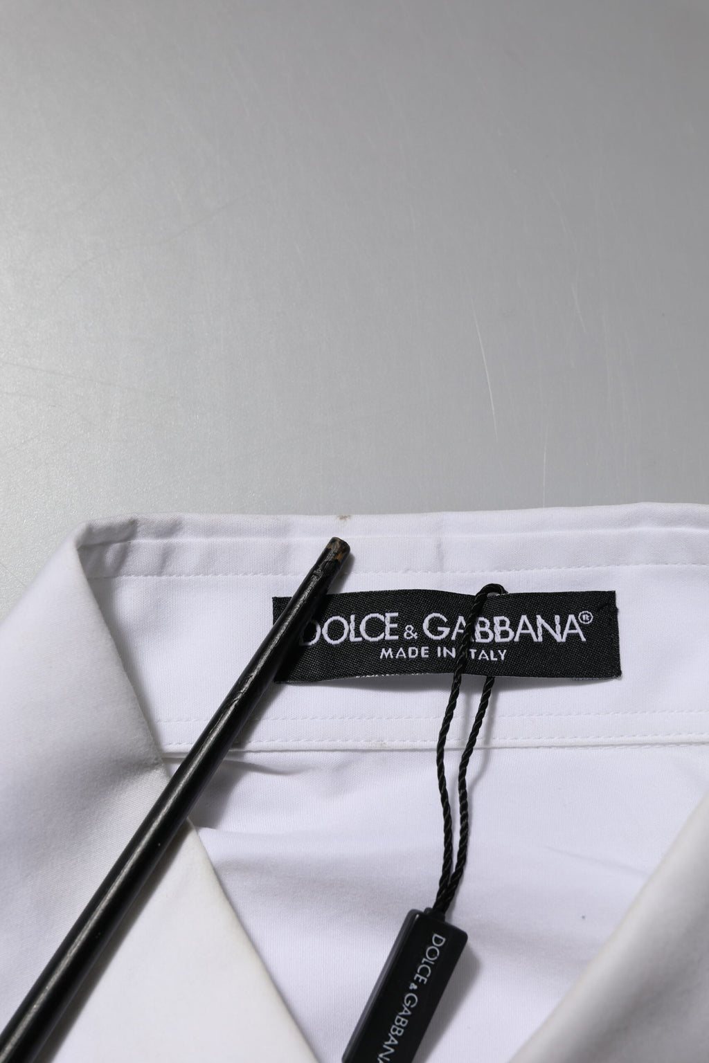 Dolce & Gabbana White Crystal Embellished Collared Shirt Top