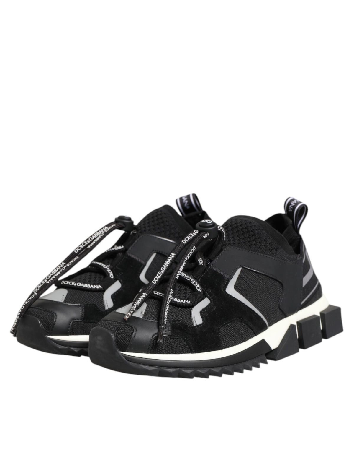 Dolce & Gabbana Black White Logo Sorrento Sneakers Shoes