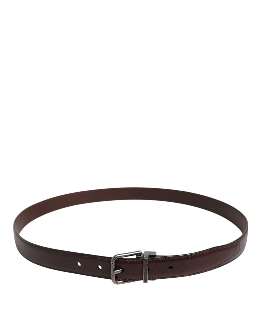Dolce & Gabbana Brown Classic Silver Metal Logo Buckle Belt