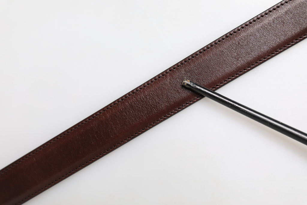 Dolce & Gabbana Brown Classic Silver Metal Logo Buckle Belt