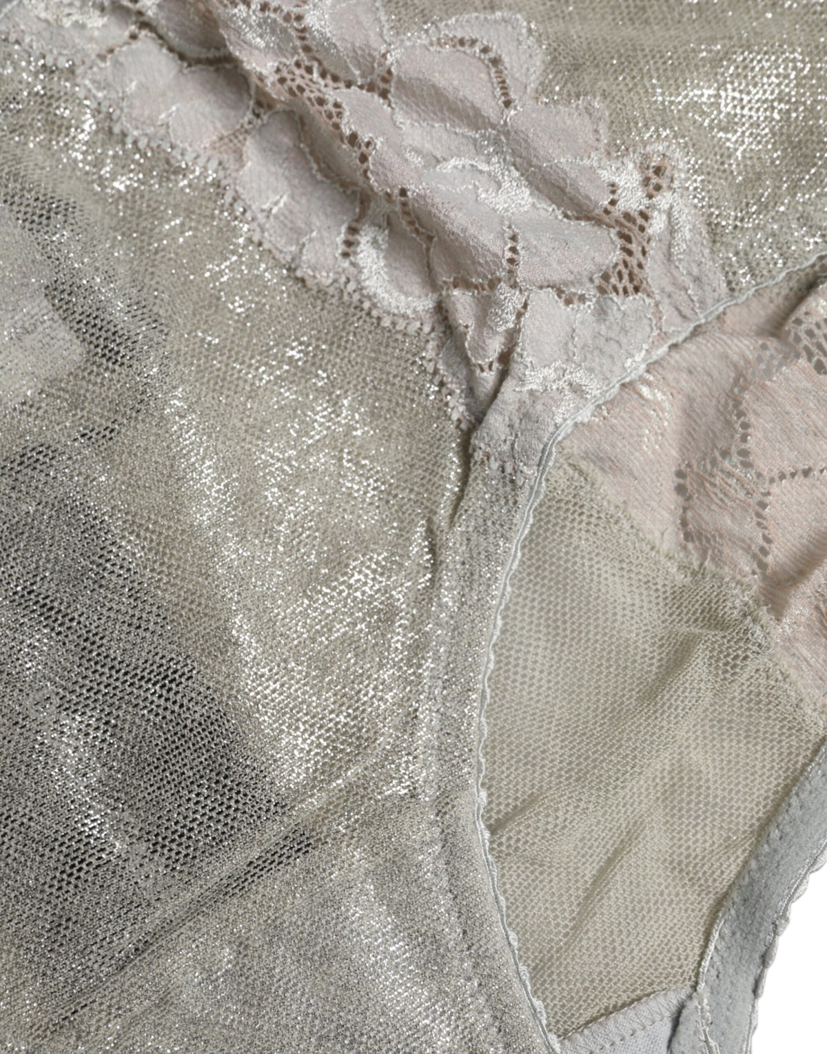 Dolce & Gabbana Gray Cotton Floral Lace High Waist Panty Underwear