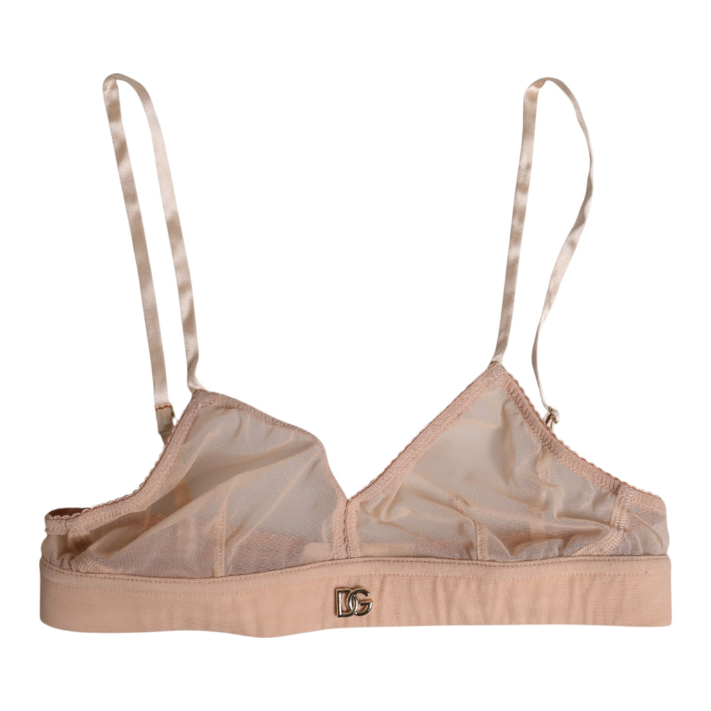 Dolce & Gabbana Powder Pink Nylon DG Logo Non Wire Bra Underwear