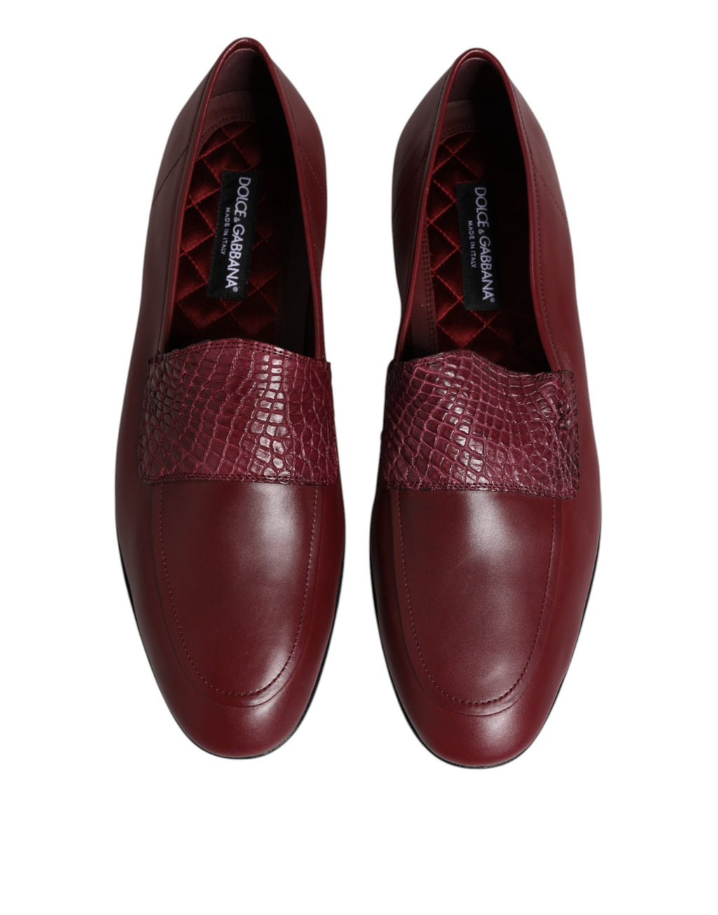 Dolce & Gabbana Burgundy Calfskin Leather Formal Slip On Shoes