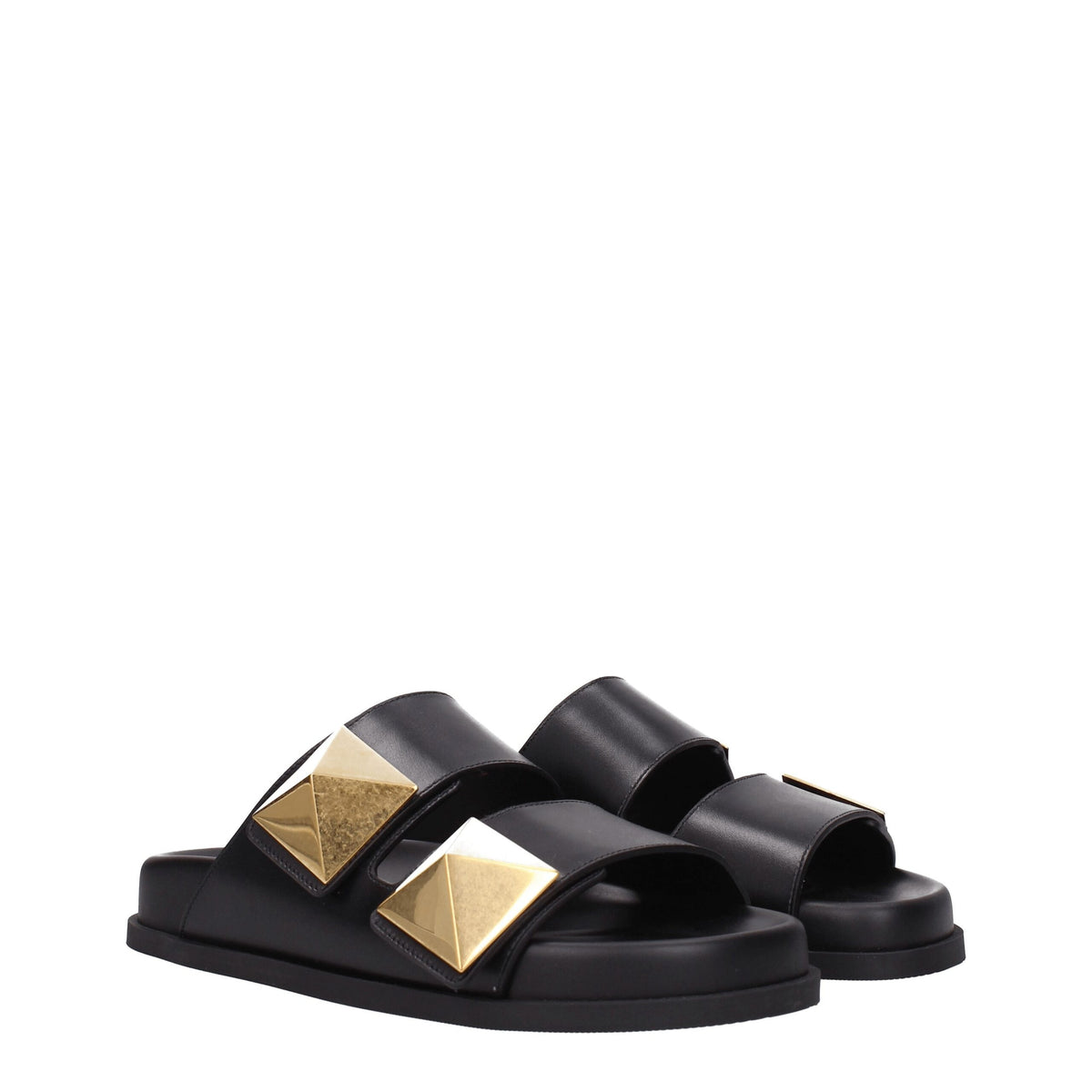Valentino Garavani Black Leather Slippers