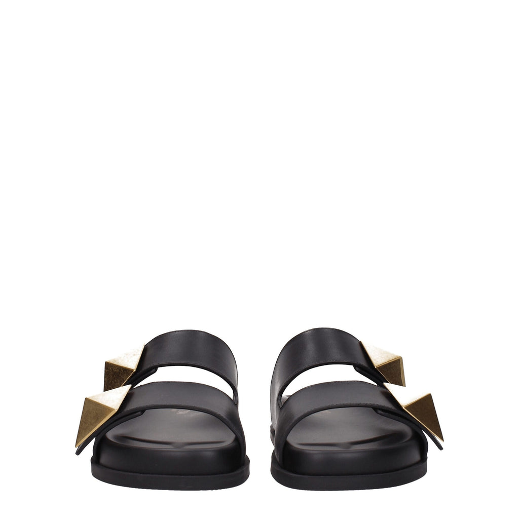 Valentino Garavani Black Leather Slippers