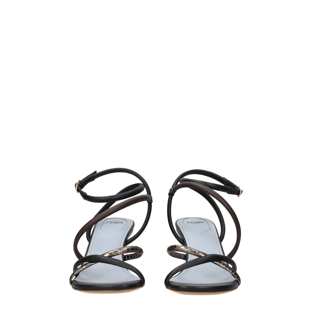 Fendi Multicolor Leather Flat Sandals