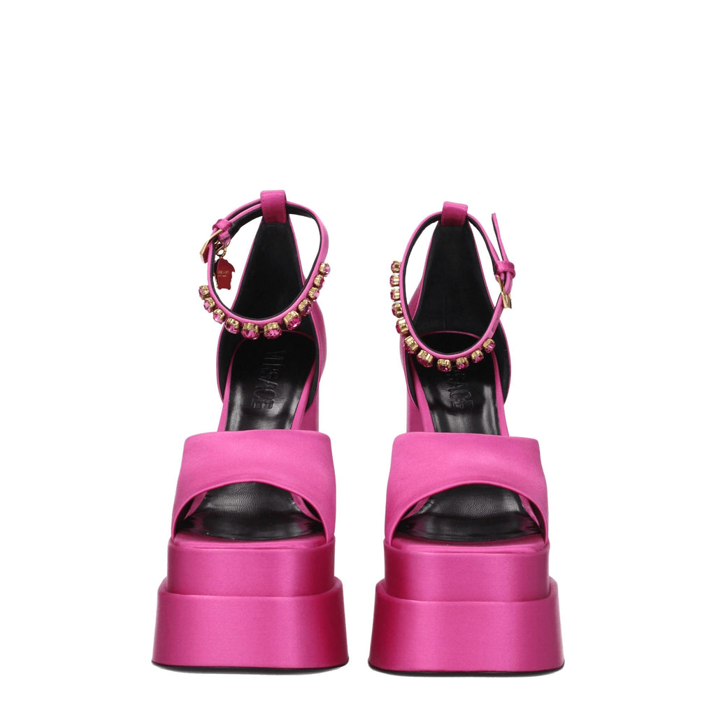 Versace Pink Satin Platform Sandals