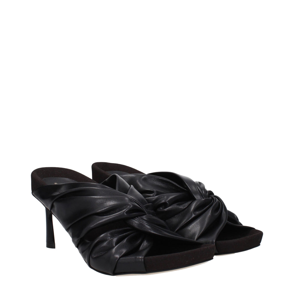 Stella McCartney Black Leather Stiletto Heel Sandals