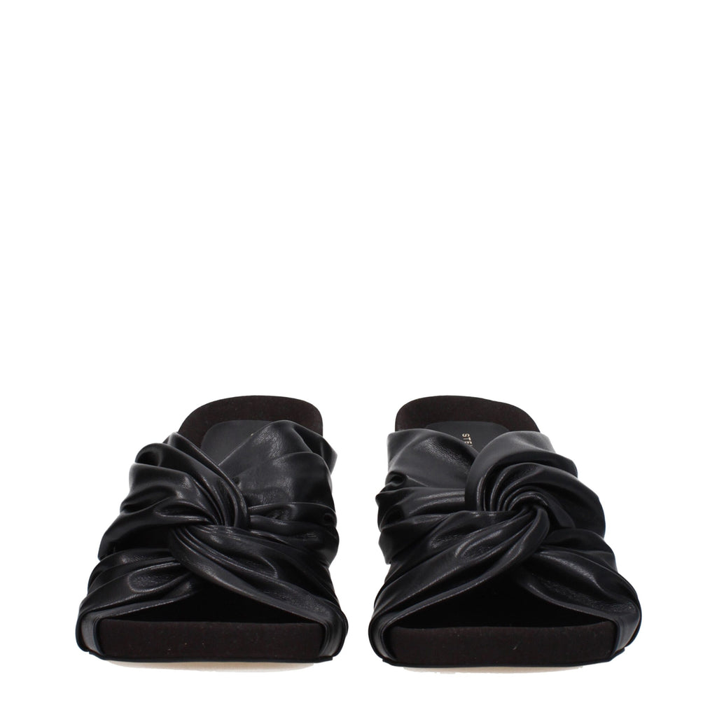 Stella McCartney Black Leather Stiletto Heel Sandals