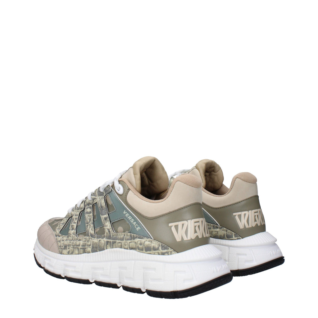 Versace Green Fabric Low Top Sneakers