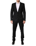 Dolce & Gabbana Dark Gray Jacquard Single Breasted 2 Piece Suit