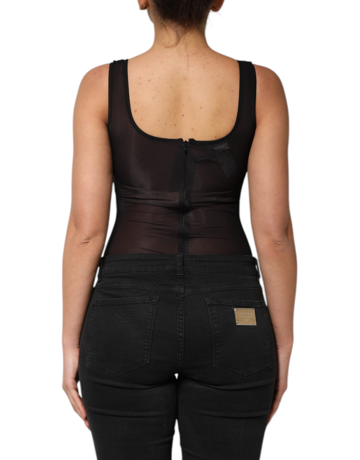 Dolce & Gabbana Black Nylon Sleeveless Round Neck Tank Top