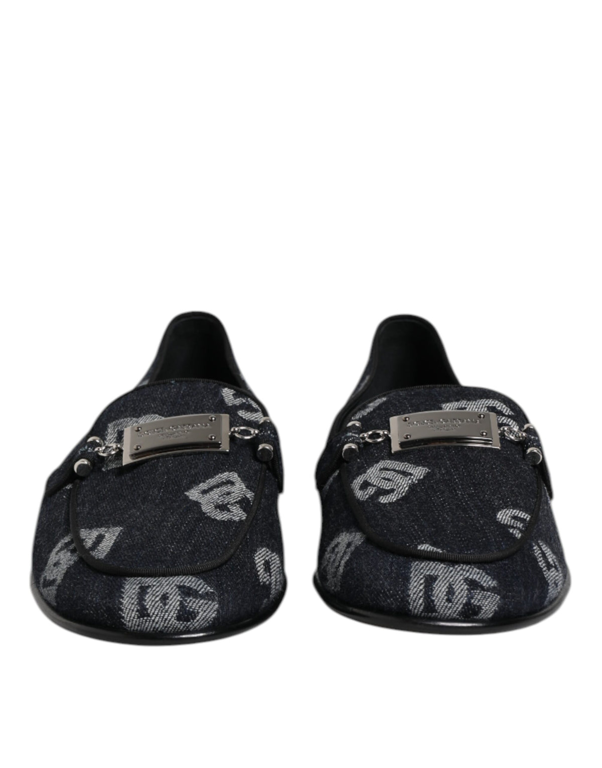 Dolce & Gabbana Blue Logo Cotton Loafers Formal Dress Shoes