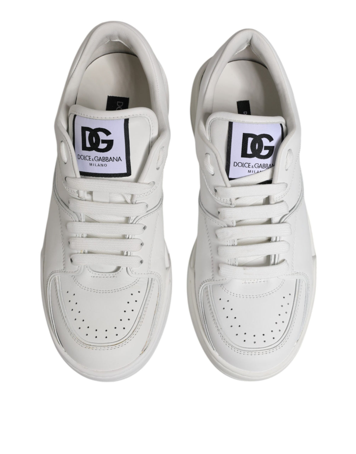 Dolce & Gabbana White Miami Leather Low Top Sneakers Shoes