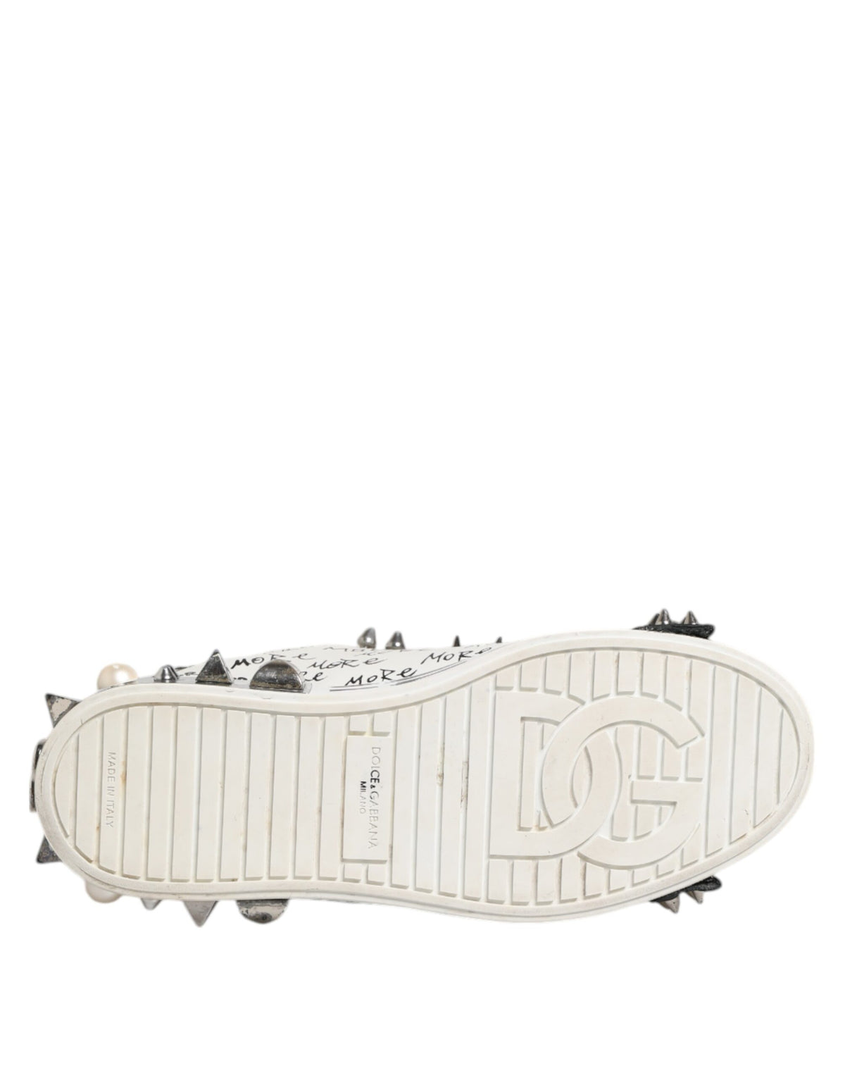 Dolce & Gabbana Black White Studded Low Top Sneakers Shoes