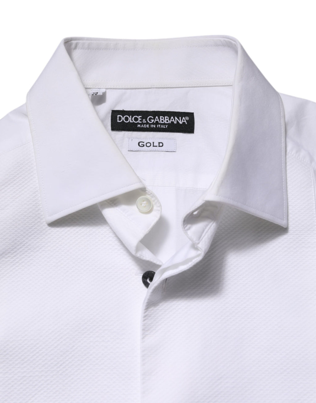 Dolce & Gabbana White Bib Cotton Poplin GOLD Men Formal Shirt