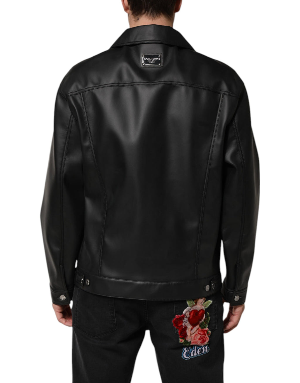 Dolce & Gabbana Black Polyester Button Down Biker Jacket