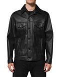 Dolce & Gabbana Black Polyester Button Down Biker Jacket