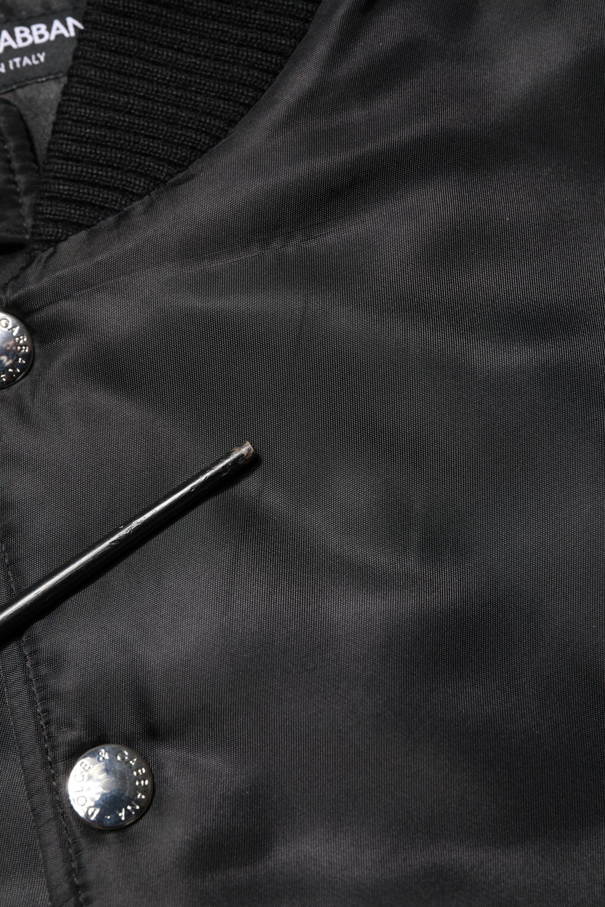 Dolce & Gabbana Black Polyester Logo Plaque Bomber Jacket