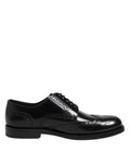 Dolce & Gabbana Black Leather Derby Wingtip Formal Shoes