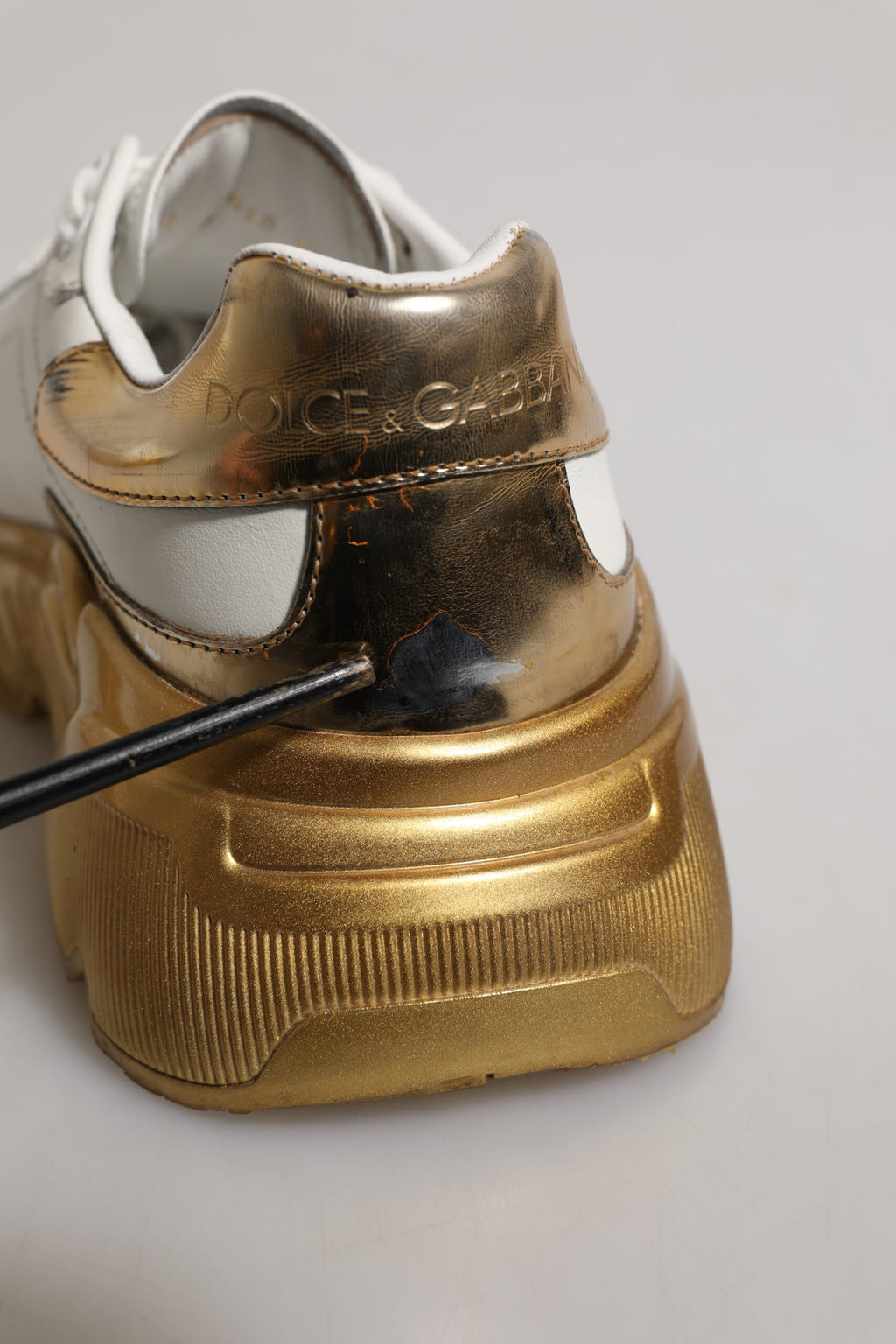 Dolce & Gabbana White Gold Daymaster Low Top Sneakers Shoes