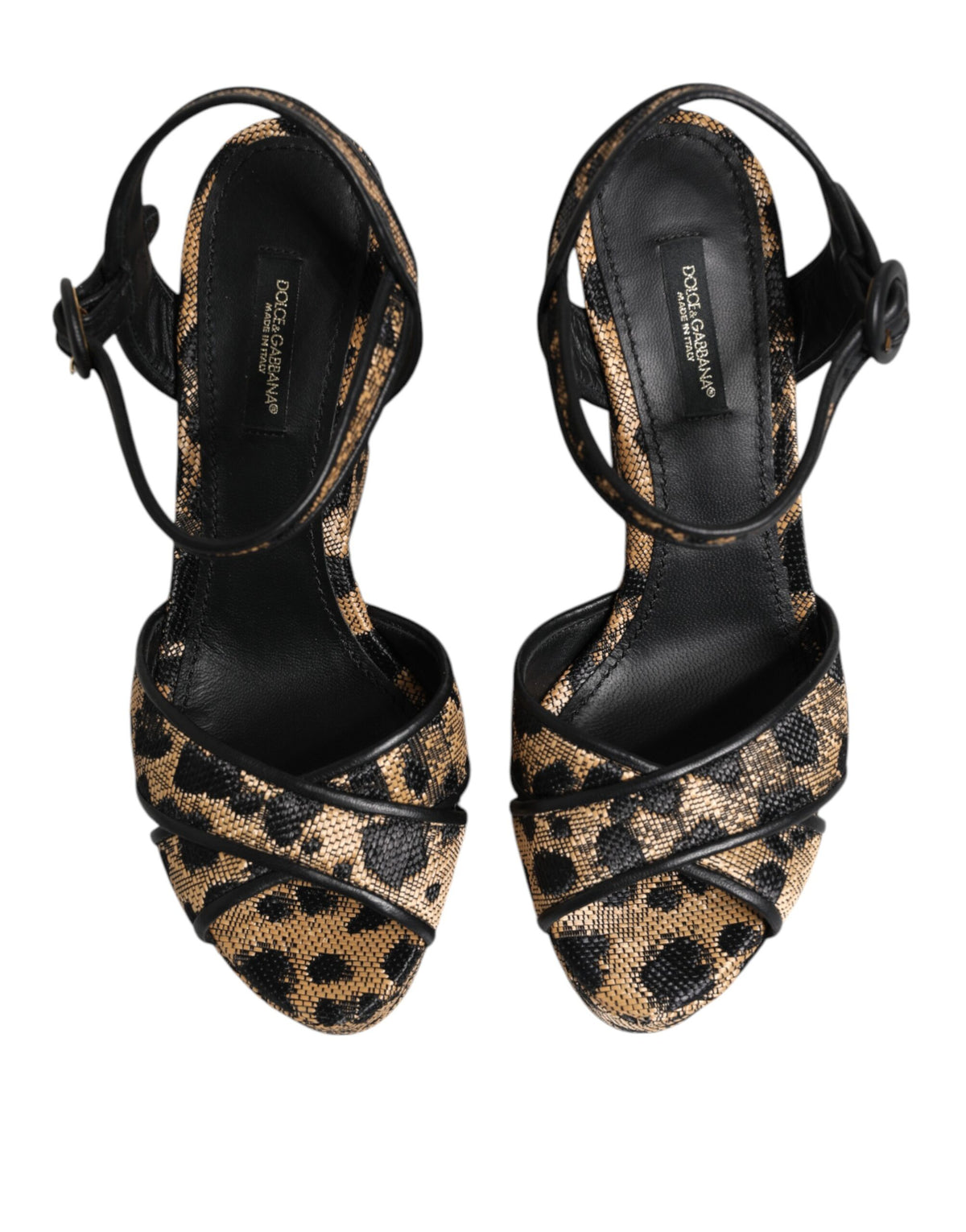 Dolce & Gabbana Brown Leopard Wedges Ankle Strap Sandals Shoes
