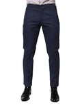 Dolce & Gabbana Blue Cotton Tapered Men Formal Trousers Pants