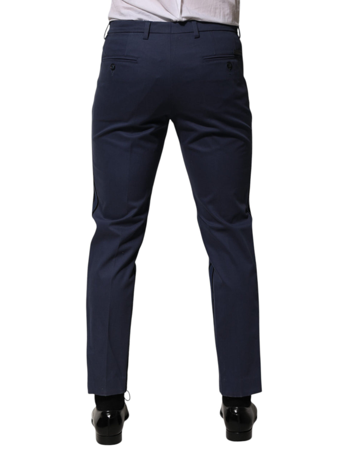 Dolce & Gabbana Blue Cotton Tapered Men Formal Trousers Pants