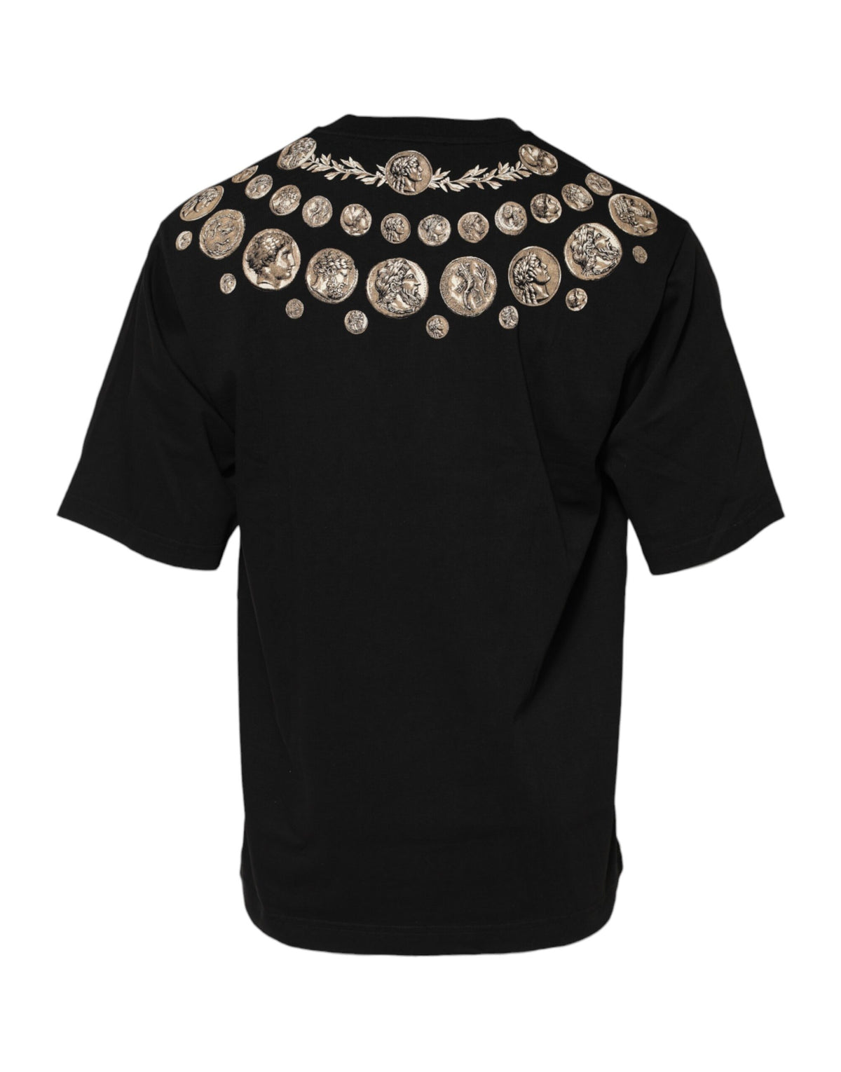 Dolce & Gabbana Black Coin Print Cotton Crew Neck T-shirt