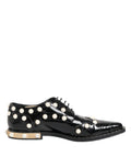 Dolce & Gabbana Black Leather Faux Pearl Dress Broque Shoes