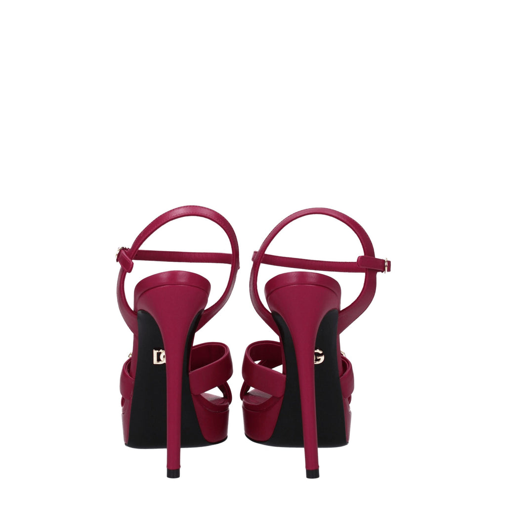 Dolce & Gabbana Pink Leather Platform Sandals