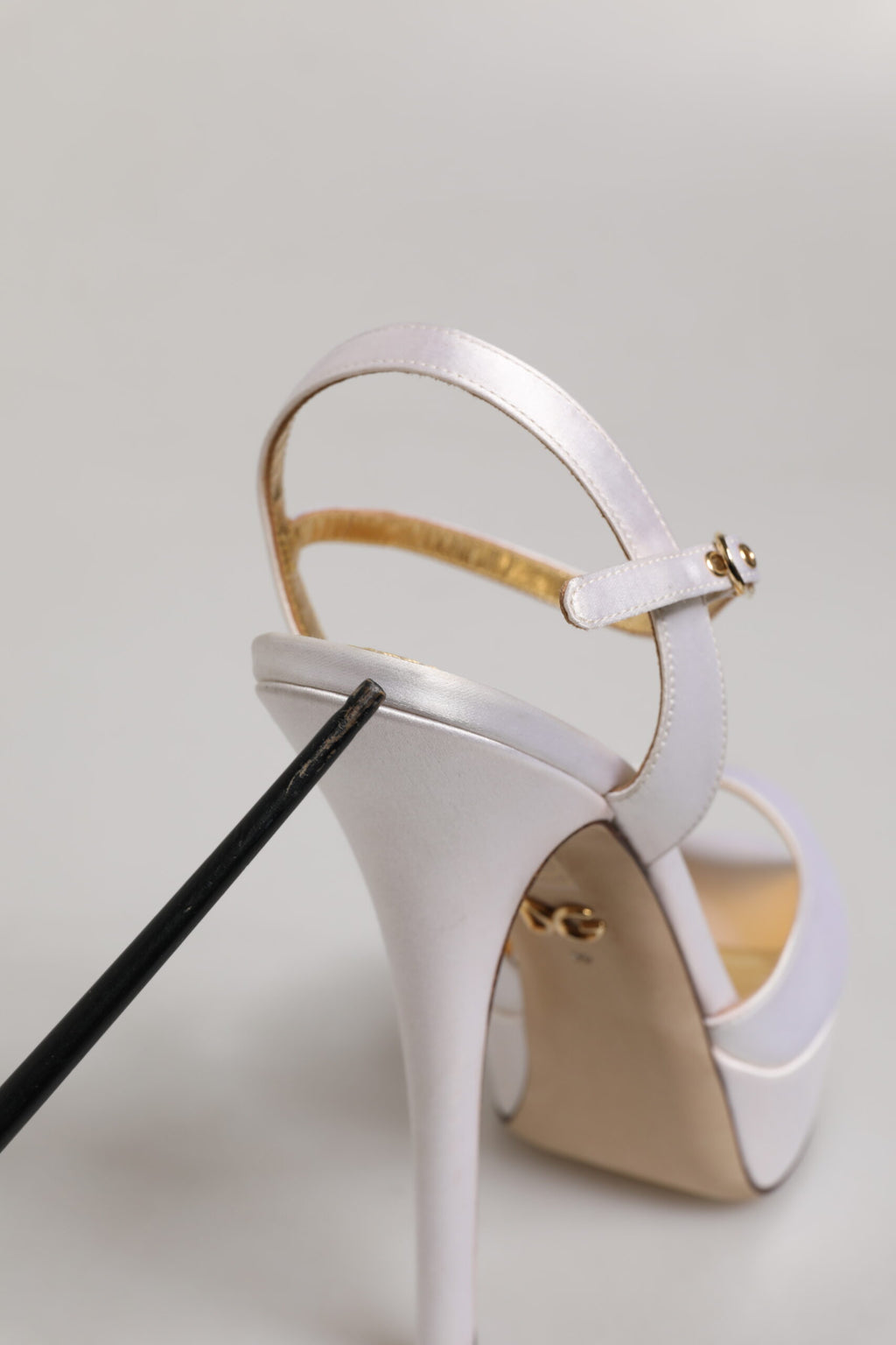 Dolce & Gabbana White Satin Platform Heels Sandals Shoes