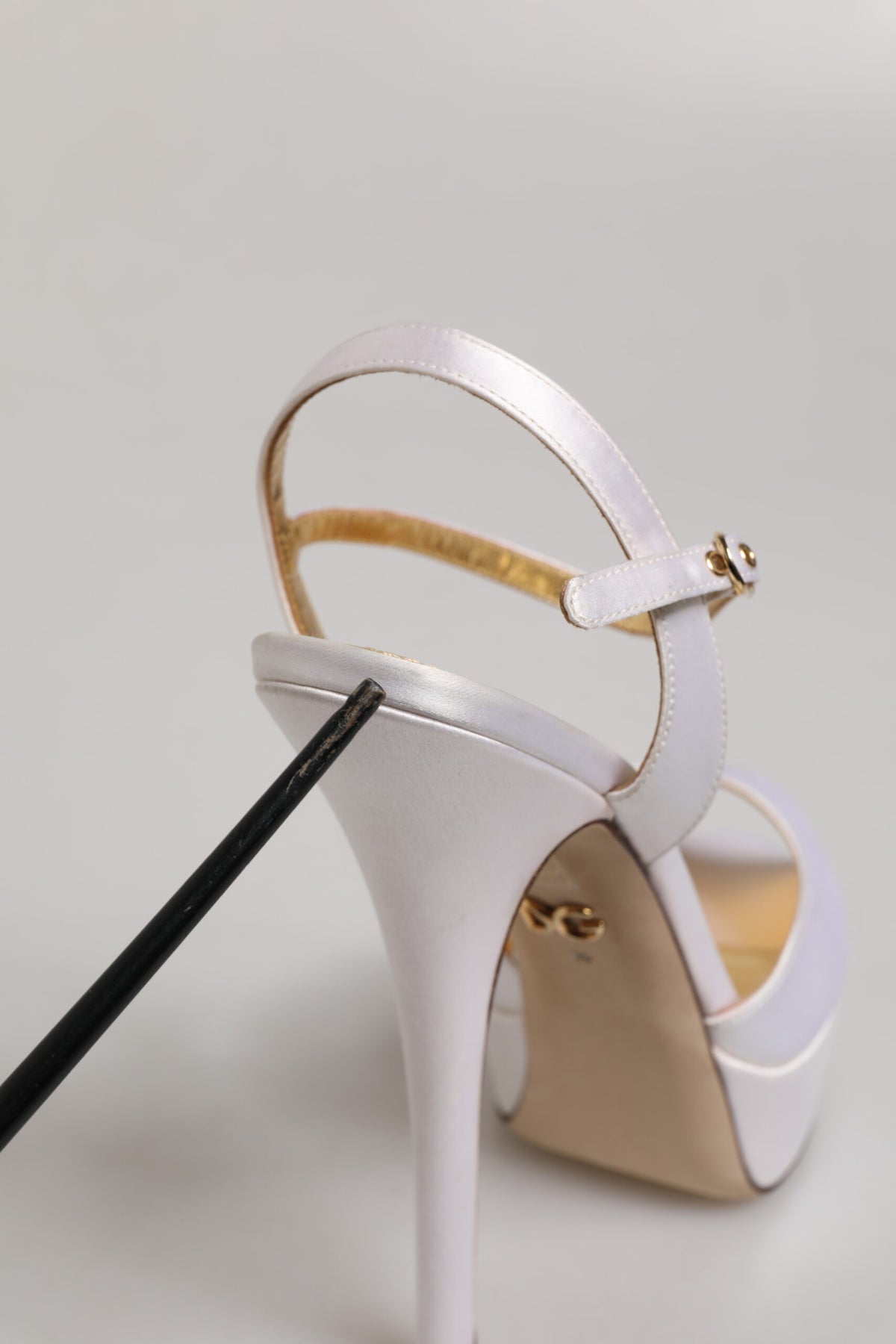 Dolce & Gabbana White Satin Platform Heels Sandals Shoes
