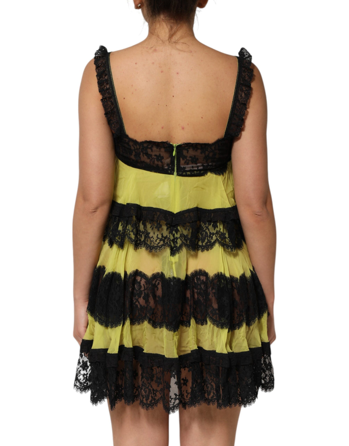 Dolce & Gabbana Yellow Black Babydoll Chemise Lingerie Dress