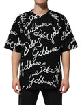 Dolce & Gabbana Black Logo Print Cotton Crew Neck T-shirt
