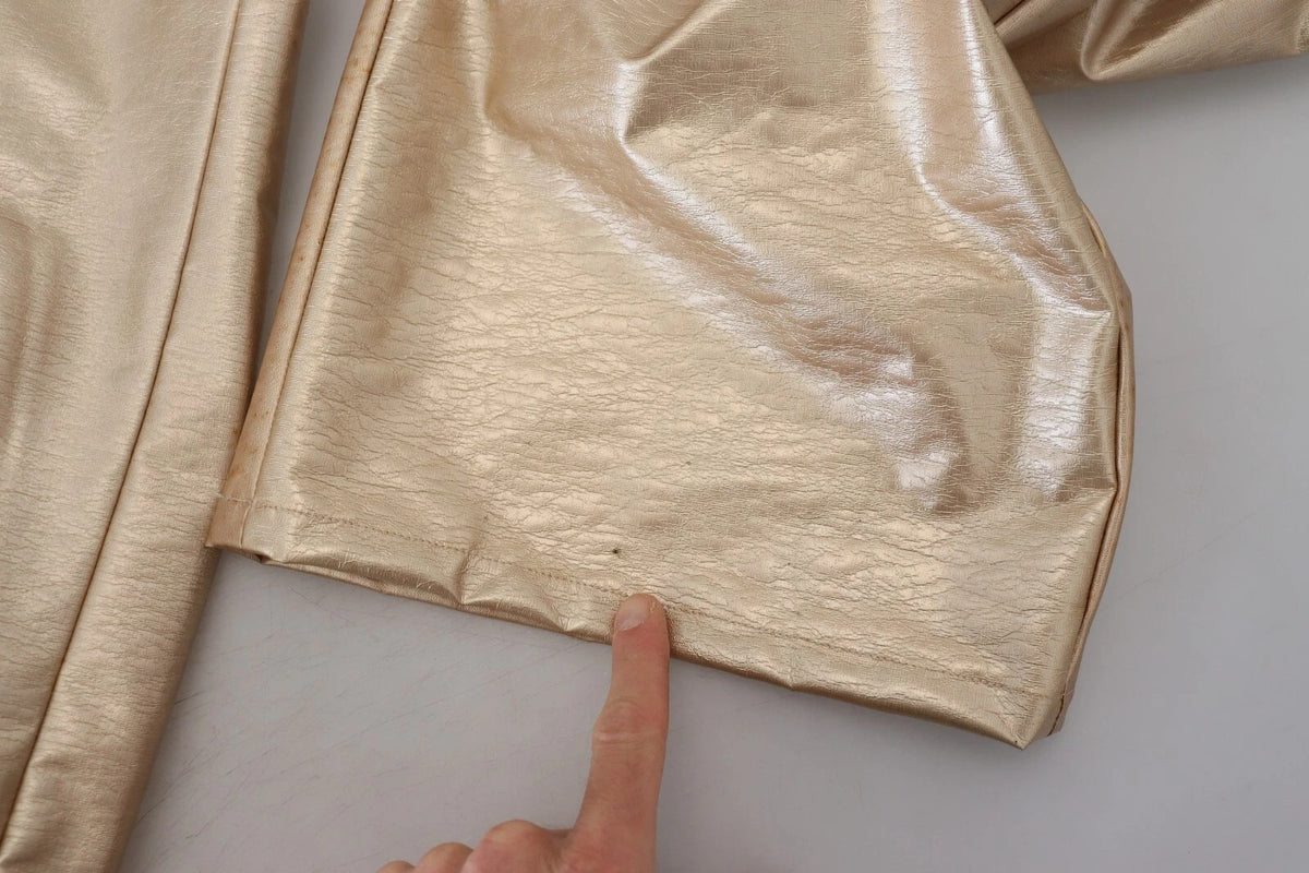Dolce & Gabbana Metallic Gold Polyester Straight Trouser Pants