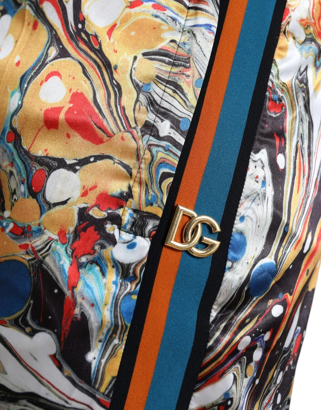 Dolce & Gabbana Multicolor Marble Print Satin Trouser Pants