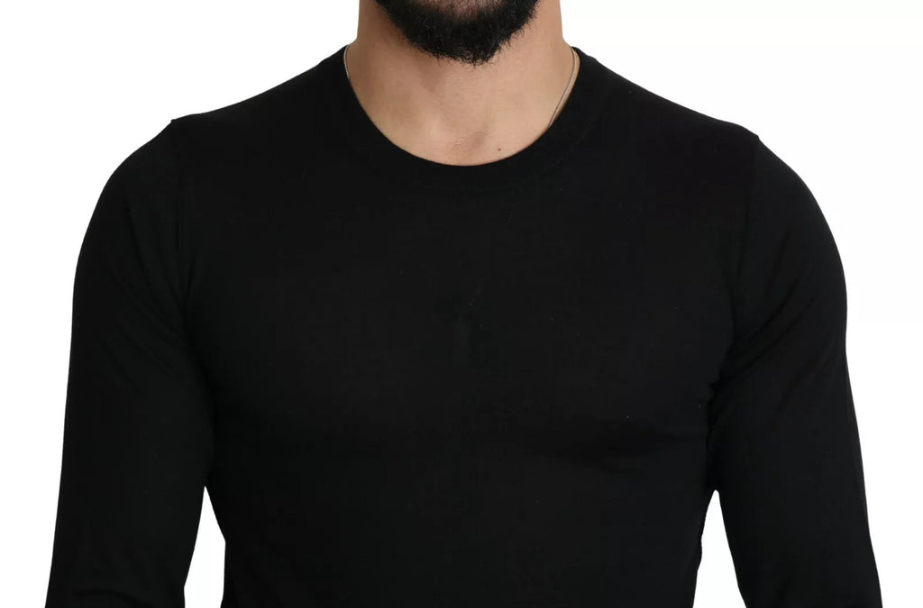 Dolce & Gabbana Black Cashmere Crewneck Pullover Sweater