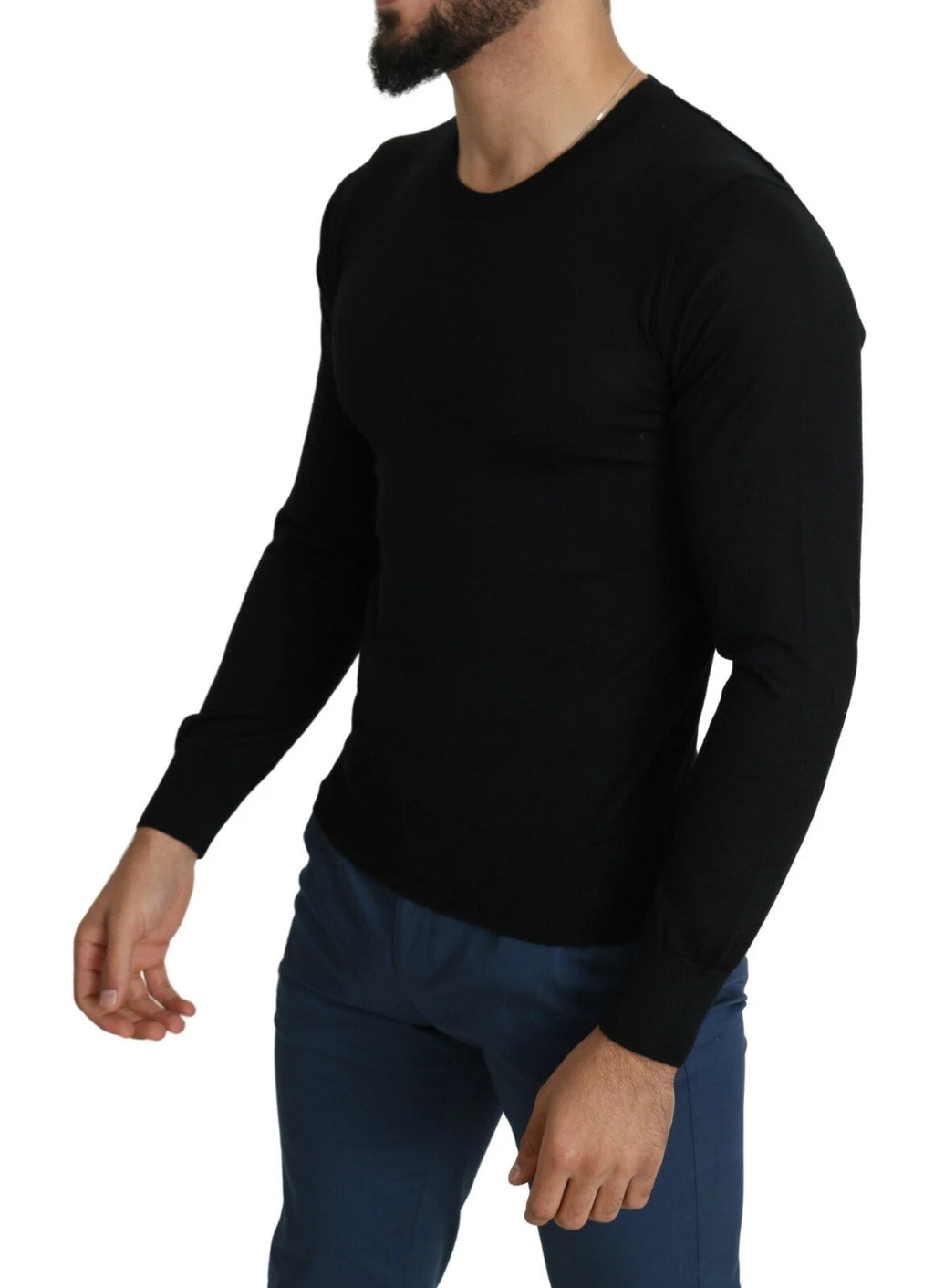 Dolce & Gabbana Black Cashmere Crewneck Pullover Sweater