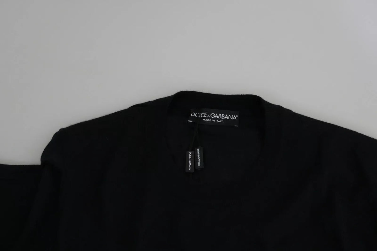 Dolce & Gabbana Black Cashmere Crewneck Pullover Sweater