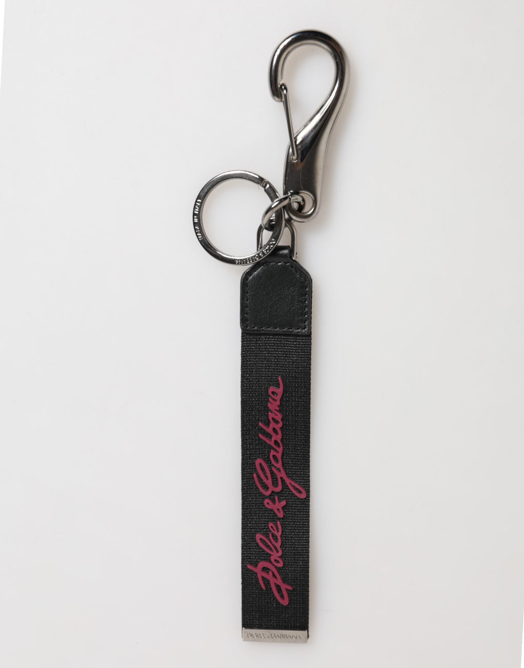 Dolce & Gabbana Black Burgundy Polyester DG Logo Men Keychain Keyring