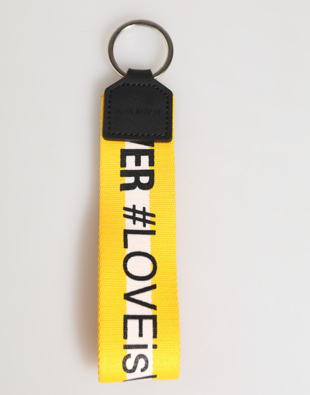 Dolce & Gabbana Yellow Logo Polyester Silver Brass Holder Keychain Keyring
