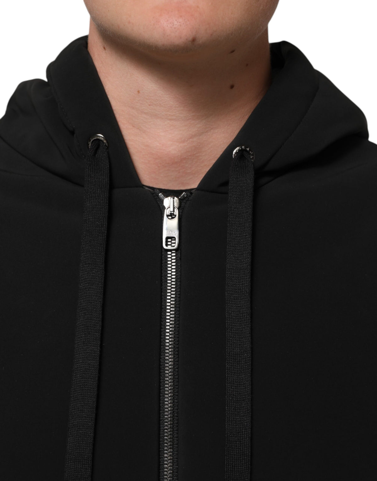Dolce & Gabbana Black Cotton Quilted Studded Sleeve Hoodie Jacket
