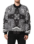 Dolce & Gabbana Black White Bandana Print Bomber Jacket