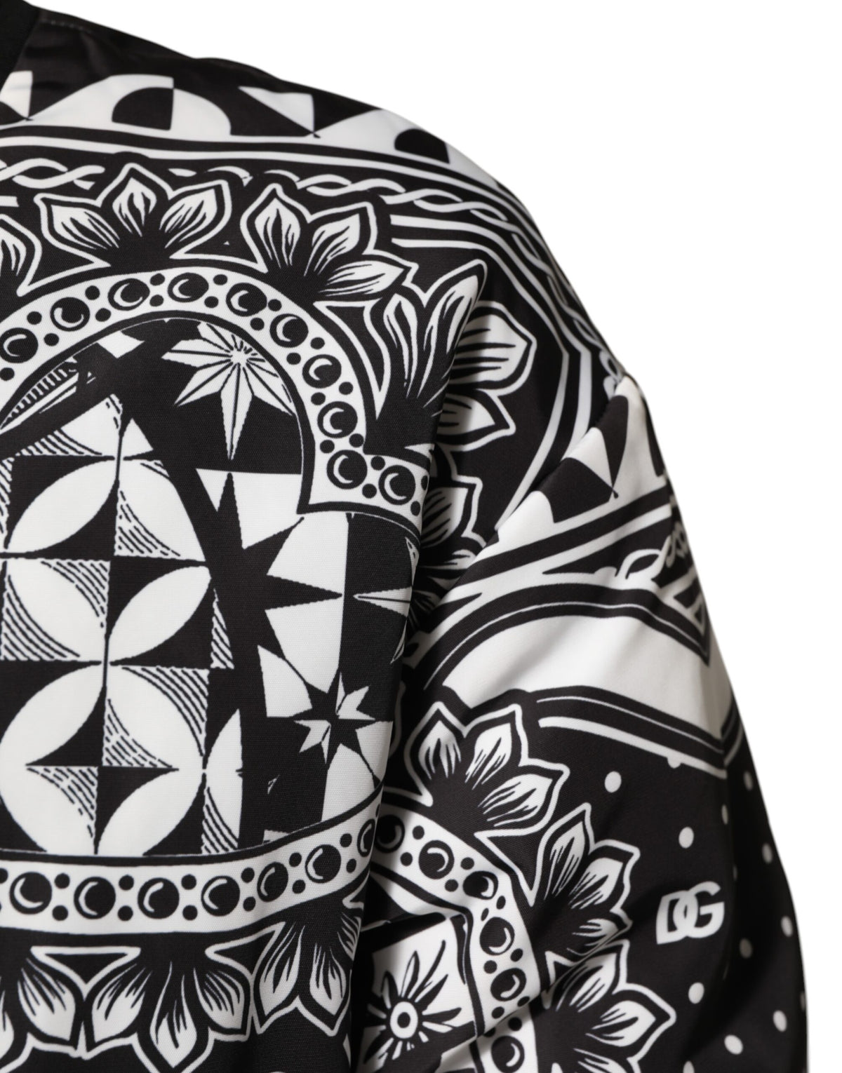 Dolce & Gabbana Black White Bandana Print Bomber Jacket