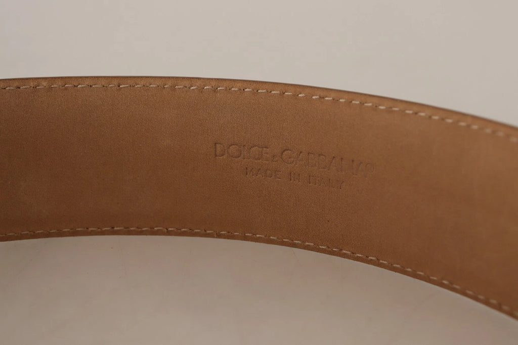 Dolce & Gabbana Brown Leather Gold Metal Oval Buckle Belt