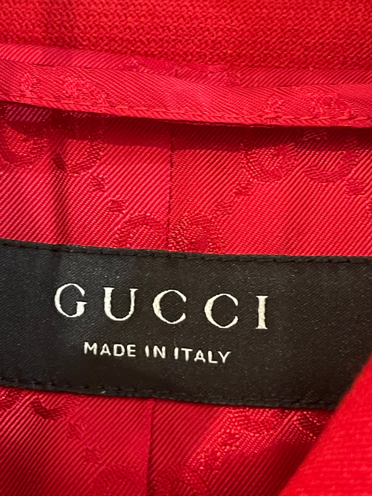 Gucci women’s wool coat in red with GG Marmont buttons