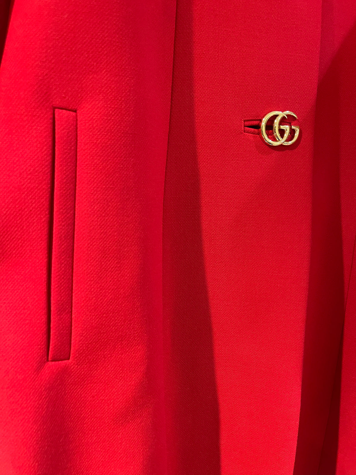 Gucci women’s wool coat in red with GG Marmont buttons